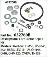 Tecumseh OEM Carburetor Kit  Part 632760B 